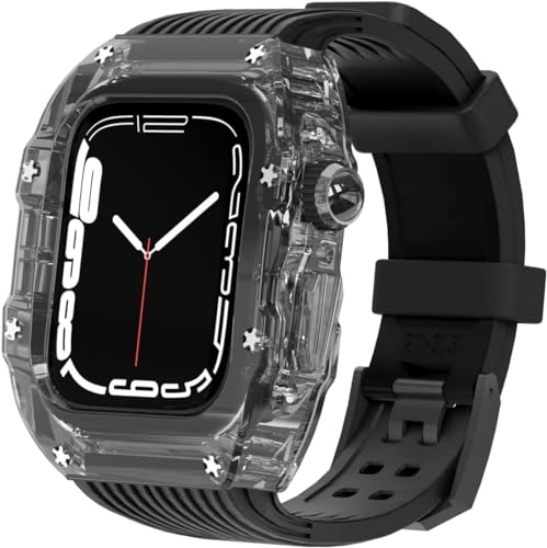 Hard PC Transparent Watch Case Silikon -Gurt -Kit , kompatibel mit Apple Watch Ultra 8 7 6 5 4 Se 44mm 45 -mm -Serie , Leichtes Schockdosenkoffer Gummi -Gurt -Ersatzzubehör Hard PC Transparent Watch Case Silikon -Gurt -Kit , kompatibel mit Apple Watch Ultra 8 7 6 5 4 Se 44mm 45 -mm -Serie , Leichtes Schockdosenkoffer Gummi -Gurt -Ersatzzubehör von HXFFXHF