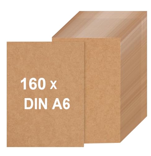 HXJDAM Kraftpapier-Karten Set (160 Stück), blanko Postkarten, blanko karten zum Selbstgestalten, beschriften oder bedrucken, Karteikarten A6-300 g/m² - DIN A6-105 x 148 mm - braun von HXJDAM