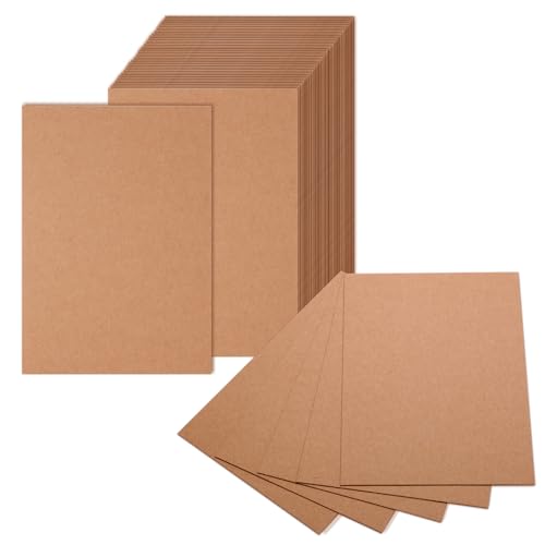 80 Stück A6 Kraftpapier Karten, Blanko Postkarten Braun 10.x14.8CM 300g/m² Kraftpapier-Karten Set Druckbar Postkarten Blanko Karten für Selbstgestalten beschriften oder bedrucken von HXJDAM