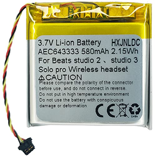 DC 3.7V 580mAh AEC643333 Wiederaufladbare Li-Ionen Polymer Batterie für Beats Studio 2,Studio 3,Solo pro Wireless Headset Kopfhörer Akku Ersatz von HXJNLDC