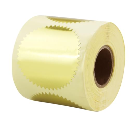 HXMJIED 5,1 cm Zertifikat Wafer Gear Etiketten, Goldfolien-Aufkleber, gezackter Rand, für personalisierte Prägestempel, Zertifikate und Auszeichnungen (300 Stück) HXMJIED 5,1 cm Zertifikat Wafer Gear Etiketten, Goldfolien-Aufkleber, gezackter Rand, für personalisierte Prägestempel, Zertifikate und Auszeichnungen (300 Stück) von HXMJIED
