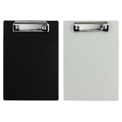 HXMJIED Klemmbretter aus Kunststoff, A5, Briefgröße, Mini-Klemmbretter mit niedrigem Profil-Clip, 15,2 x 22,9 cm, Schwarz, 2 Stück von HXMJIED
