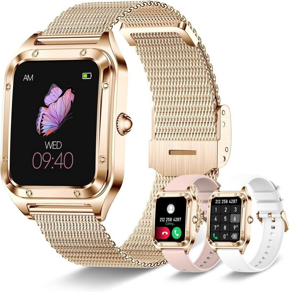 HXQHSTBG Männe & Frauen's Smartwatch (1,59 Zoll, Android / iOS), Mit stilvollem Design, Eleganz, Sprachanrufen und Kamerasteuerung von HXQHSTBG