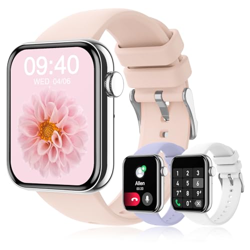 Smartwatch für Frauen Männer, 1,85 Touchscreen intelligente Uhr mit Bluetooth Anrufe, Fitness Tracking mit Herzfrequenz Monitor Schlaf Monitor, IP67 wasserdichte Smartwatch für iOS Android, Rosa von HXQHSTBG
