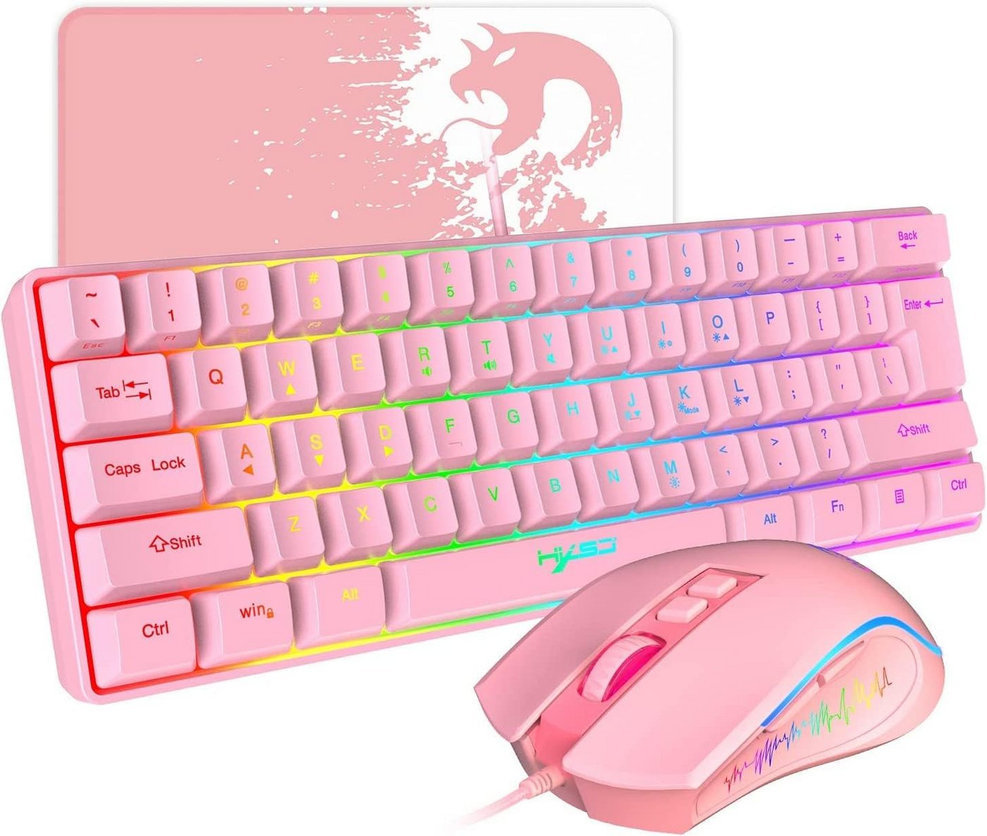 HXSJ Klassische Kompakte 61 Tasten,TKL Layout mit 7 Tasten Bis zu 3600 DPI Tastatur- und Maus-Set, Abnehmbaren Tastenkappen und IPX4 wasserdichtem Design HXSJ Klassische Kompakte 61 Tasten,TKL Layout mit 7 Tasten Bis zu 3600 DPI Tastatur- und Maus-Set, Abnehmbaren Tastenkappen und IPX4 wasserdichtem Design von HXSJ