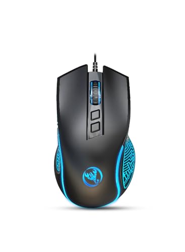 HXSJ X100 Gaming-Maus mit Kabel,Ergonomische PC-Gaming-Mäuse mit 7-Farbigen LED-Leuchten,7 Tasten,Optischem Gaming-Sensor,4 DPI-Level-Einstellungen,Bis zu 3600 DPI,Leicht,für PC,Mac,PS4–Schwarz von HXSJ