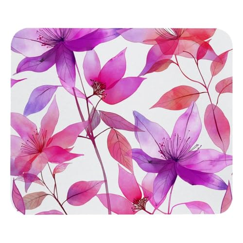 HXYWQA Mauspad Aquarell Blumen Blossom Violett rutschfeste Gummibasis Mausmatte Desktop Mauspad Für Büro Laptop von HXYWQA