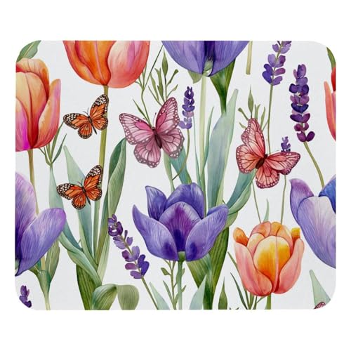 HXYWQA Mauspad Aquarell Tulpen Und Lavendelblüten Schmetterlinge rutschfeste Gummibasis Mausmatte Desktop Mauspad Für Büro Laptop HXYWQA Mauspad Aquarell Tulpen Und Lavendelblüten Schmetterlinge rutschfeste Gummibasis Mausmatte Desktop Mauspad Für Büro Laptop von HXYWQA