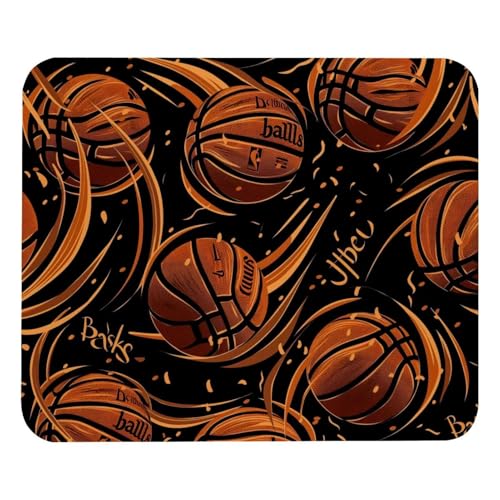 HXYWQA Mauspad Basketbälle Muster Orange rutschfeste Gummibasis Mausmatte Desktop Mauspad Für Büro Laptop von HXYWQA