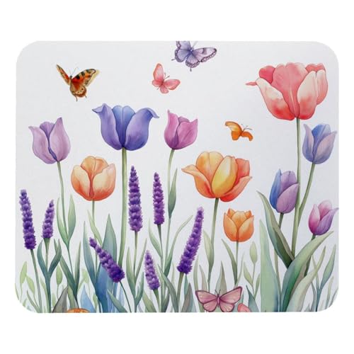 HXYWQA Mauspad Bunte Tulpen Und Lavendelblüten Schmetterlinge rutschfeste Gummibasis Mausmatte Desktop Mauspad Für Büro Laptop HXYWQA Mauspad Bunte Tulpen Und Lavendelblüten Schmetterlinge rutschfeste Gummibasis Mausmatte Desktop Mauspad Für Büro Laptop von HXYWQA