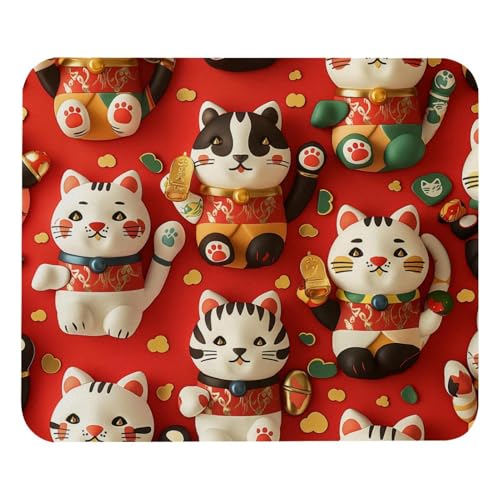 HXYWQA Mauspad Japanischer Stil Katzen Muster rutschfeste Gummibasis Mausmatte Desktop Mauspad Für Büro Laptop von HXYWQA