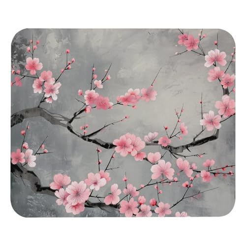 HXYWQA Mauspad Kirschblütenbaum Rosa Blumen rutschfeste Gummibasis Mausmatte Desktop Mauspad Für Büro Laptop von HXYWQA