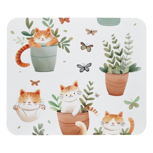 HXYWQA Mauspad Niedliche Katzen Schmetterling rutschfeste Gummibasis Mausmatte Desktop Mauspad Für Büro Laptop von HXYWQA