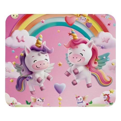 HXYWQA Mauspad Niedliches Einhorn Regenbogensterne Wolken rutschfeste Gummibasis Mausmatte Desktop Mauspad Für Büro Laptop von HXYWQA