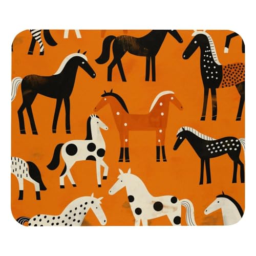 HXYWQA Mauspad Pferde Muster Orange rutschfeste Gummibasis Mausmatte Desktop Mauspad Für Büro Laptop von HXYWQA