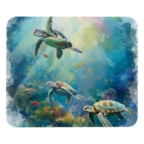 HXYWQA Mauspad Schildkröten Und Fische Unterwasser rutschfeste Gummibasis Mausmatte Desktop Mauspad Für Büro Laptop von HXYWQA