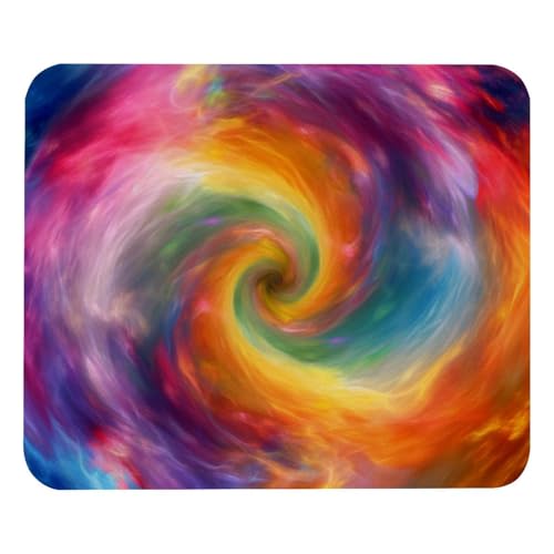 HXYWQA Mauspad Swirl Regenbogen Tie Dye Druck rutschfeste Gummibasis Mausmatte Desktop Mauspad Für Büro Laptop von HXYWQA