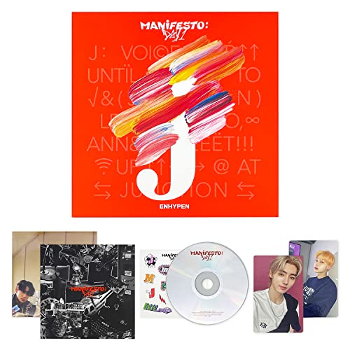 ENHYPEN - [MANIFESTO : DAY 1] (J : ENGENE Ver.) Package + CD-R + Photo Book + Photo Card + Sticker + Poster With Lyrics + 2 Pin Button Badges + 4 Extra Photocards + Top Loader Deco Stiker von HYBE Ent.