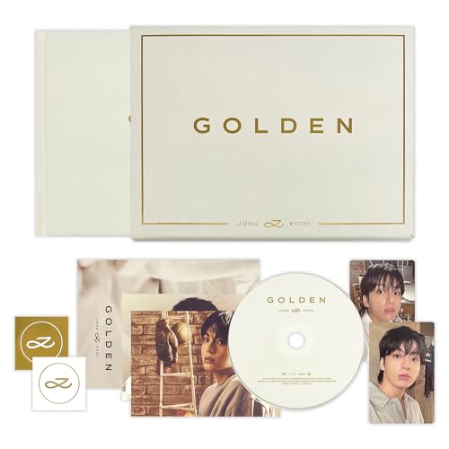 JUNGKOOK - [GOLDEN] (SOLID Ver.) Book Case + Photo Book + CD & CD Envelope + Post Card + Poster + Photo Card + Symbol Sticker + Contents Envelope + 2 Extra Photocards von HYBE Ent.
