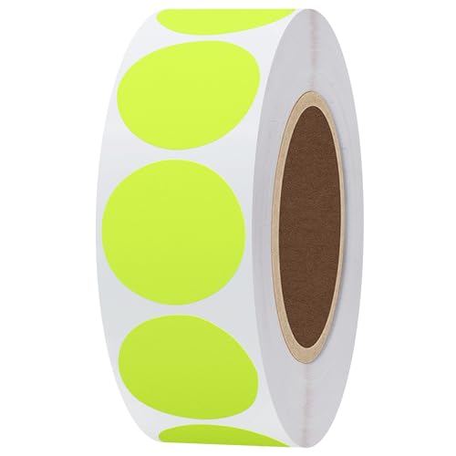 Hylabelest 25mm Runde leere Fluoreszierendes Gelb Paster Aufkleber Insgesamt 1000 Punkte Target Selbstklebend pro Rolle von HYBSK