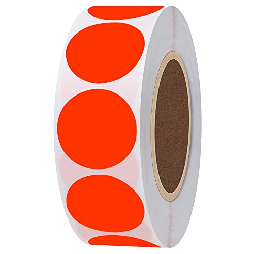 Hylabelest 25mm Runde leere fluoreszierendes Rot Paster Aufkleber Insgesamt 1000 Punkte Target Selbstklebend pro Rolle von HYBSK