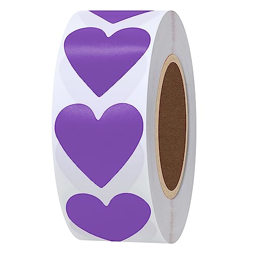 hybsk violett Farbe Codierung Dot Etiketten 30 mm Love Herz natur Papier Aufkleber selbstklebend Label 1.000 Pro Rolle 1 Roll violett von HYBSK