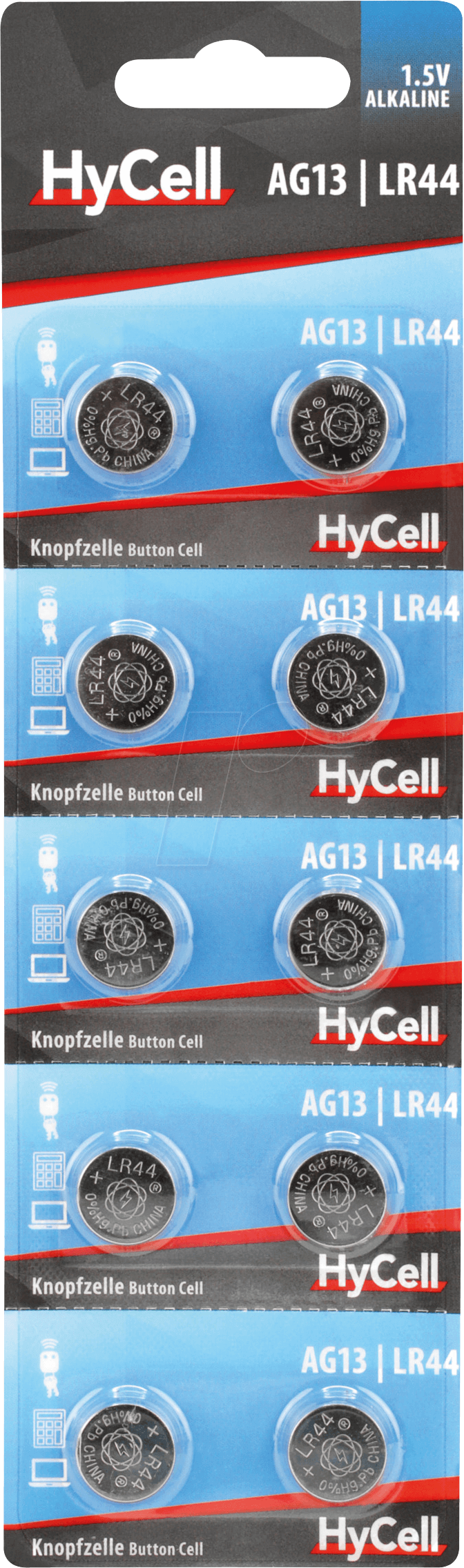 HC 10XLR44 - Alkaline Knopfzelle, LR44, 10er-Pack von HYCELL