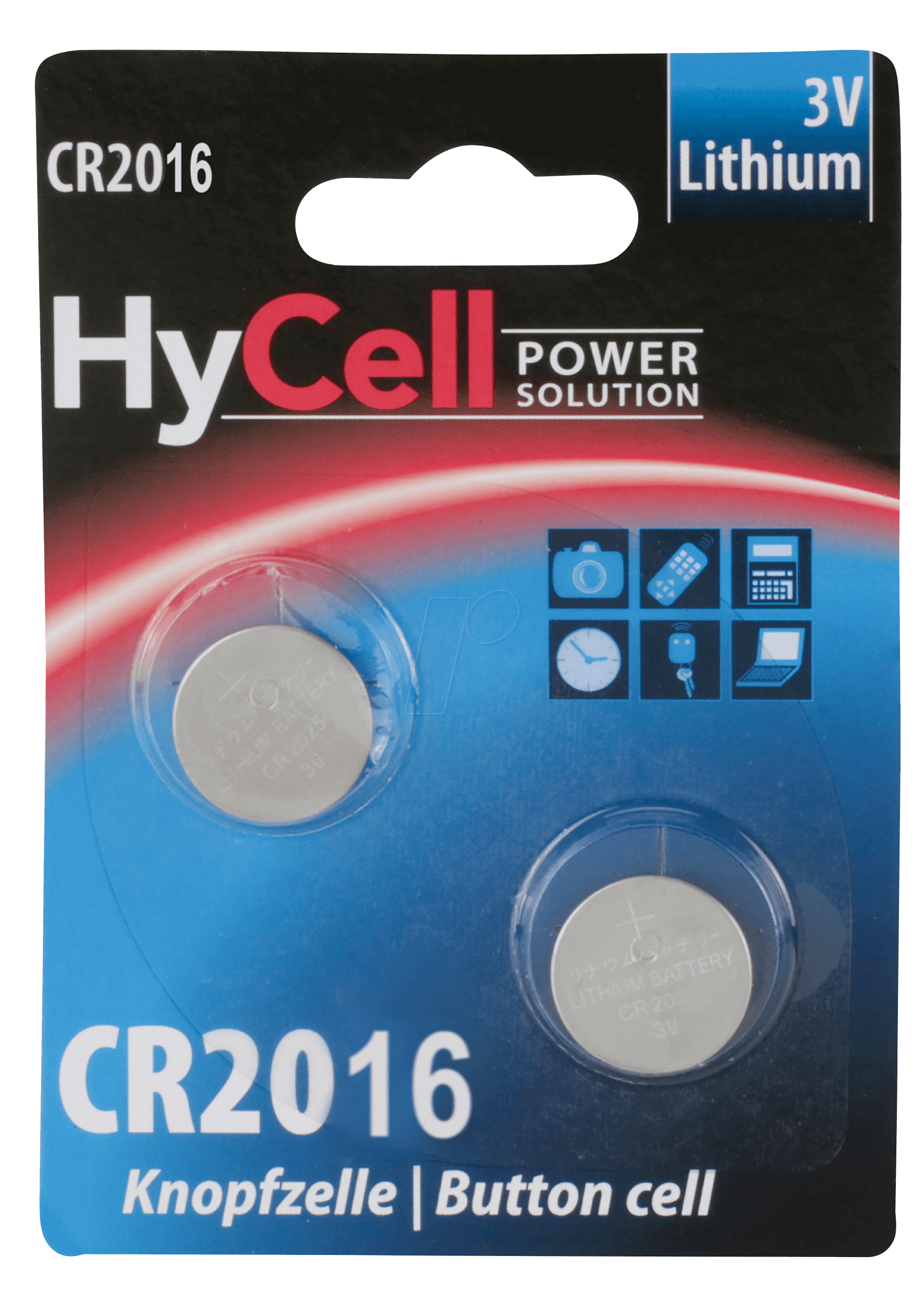 HC 2XCR2016 - Lithium-Knopfzelle, 3 V, 70 mAh, 20x1,6 mm, 2er-Pack von HYCELL