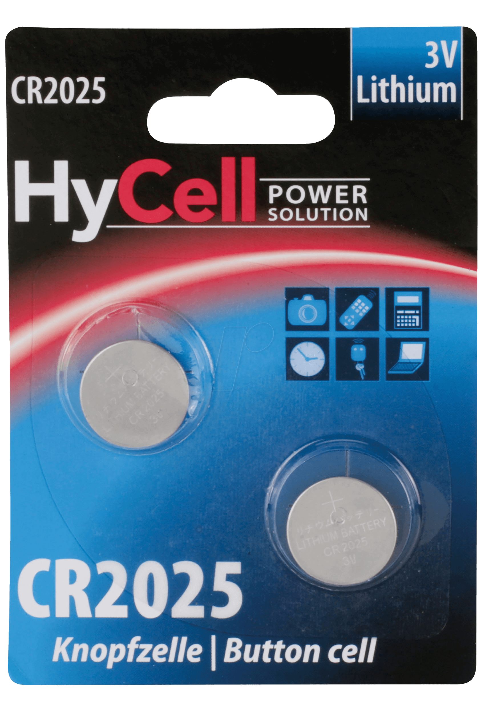 HC 2XCR2025 - Lithium-Knopfzelle, 3 V, 165 mAh, 20x2,5 mm, 2er-Pack von HYCELL