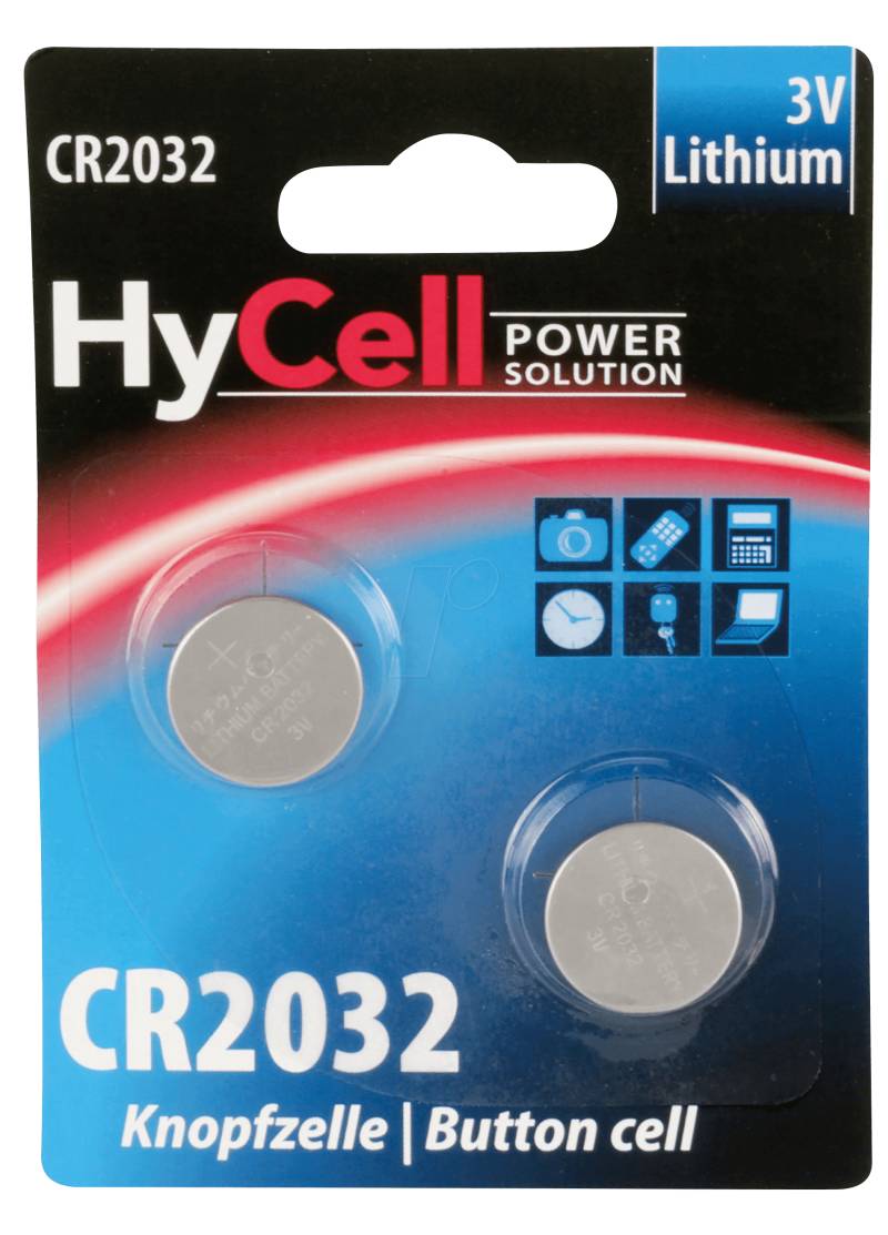 HC 2XCR2032 - Lithium-Knopfzelle, 3 V, 200 mAh, 20x3,2 mm, 2er-Pack von HYCELL