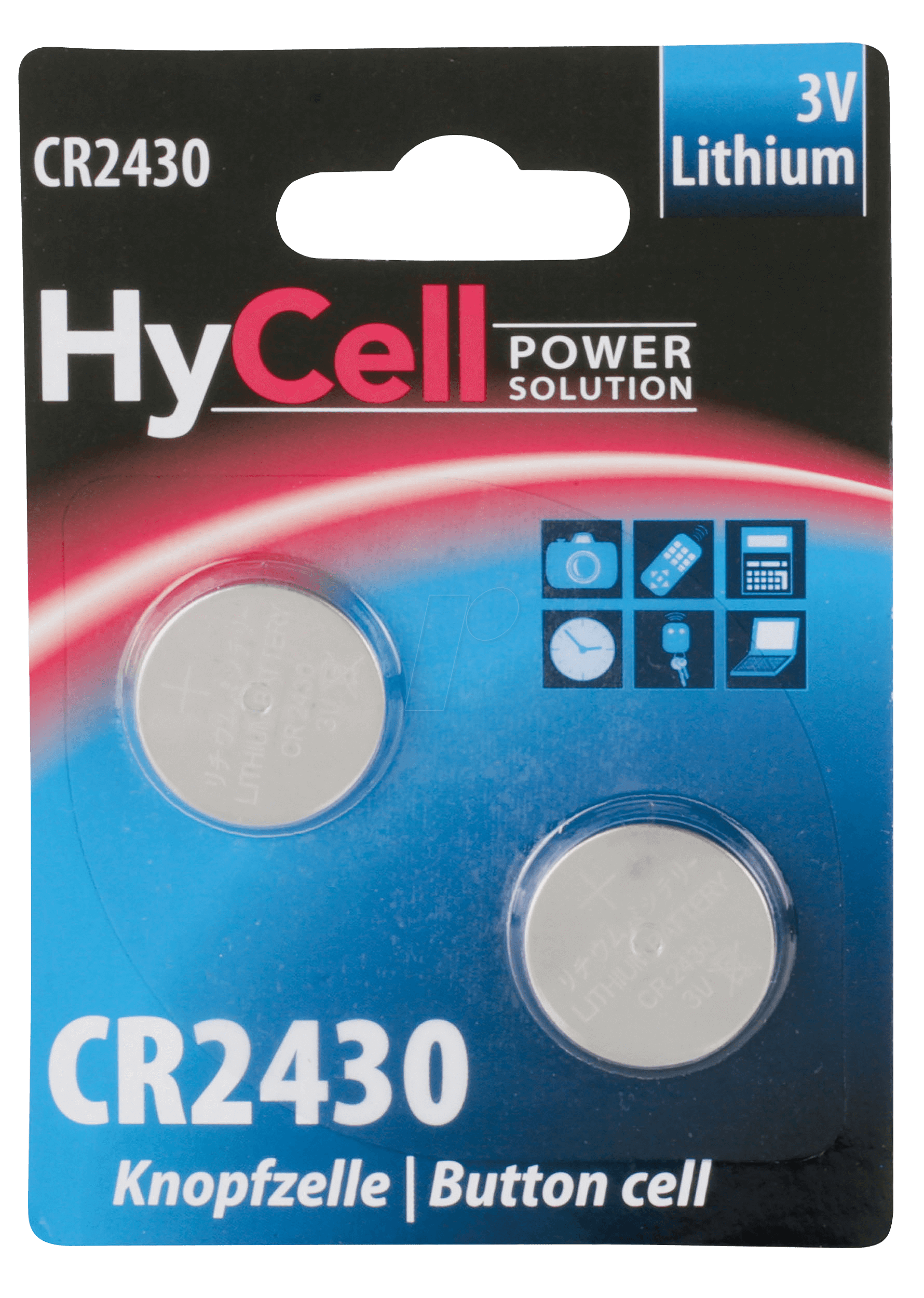 HC 2XCR2430 - Lithium-Knopfzelle, 3 V, 300 mAh, 24,5x3 mm, 2er-Pack von HYCELL
