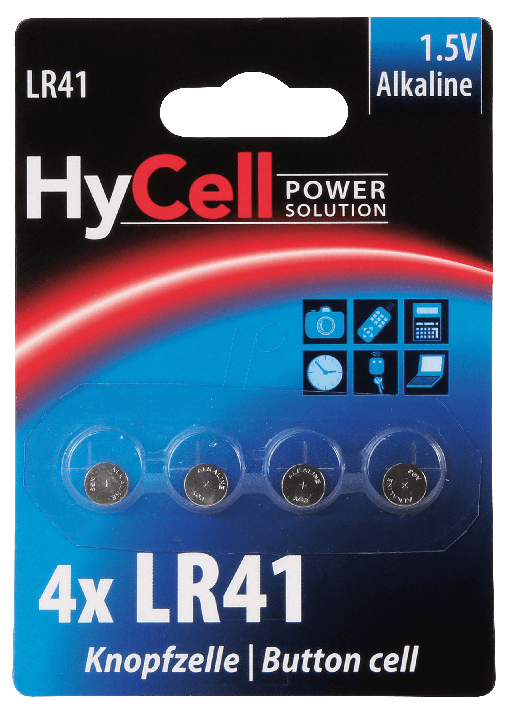 HC 4XLR41 - Alkaline Knopfzelle, 75 mAh, LR41, 4er-Pack von HYCELL