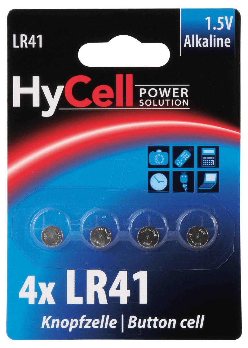 HC 4XLR41 - Alkaline Knopfzelle, 75 mAh, LR41, 4er-Pack von HYCELL