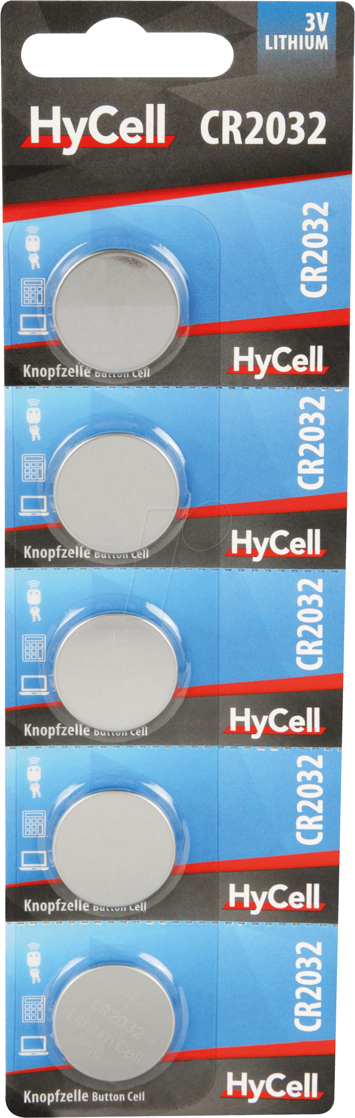HC 5XCR2032 - Lithium-Knopfzelle, 3 V, 20x3,2 mm, 5er-Pack von HYCELL