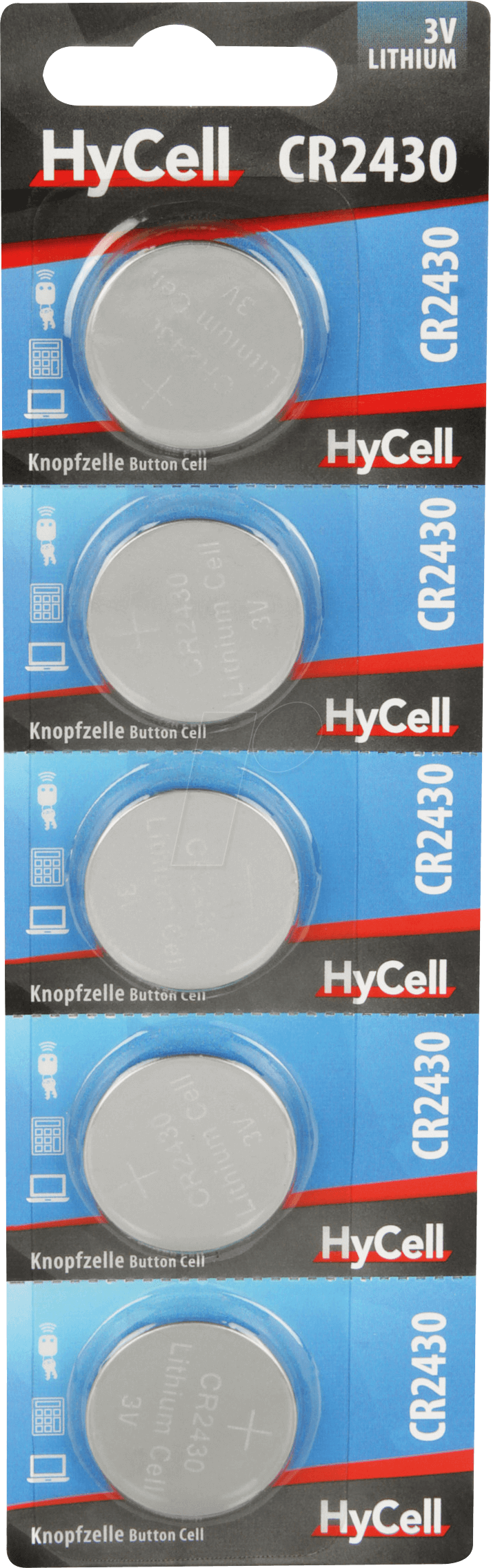 HC 5XCR2430 - Lithium-Knopfzelle, 3 V, 24x3,0 mm, 5er-Pack von HYCELL