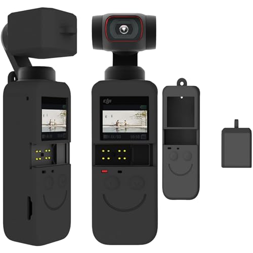 Tmom Silikon Hülle für DJI Osmo Pocket 2, Schutzhülle + Objektivschutzhülle 2-teiliges Set, Weich Kratzfest Silikon Schutzgehäuse, Handheld Gimbal Kamera Silikonhülle von HYGJ