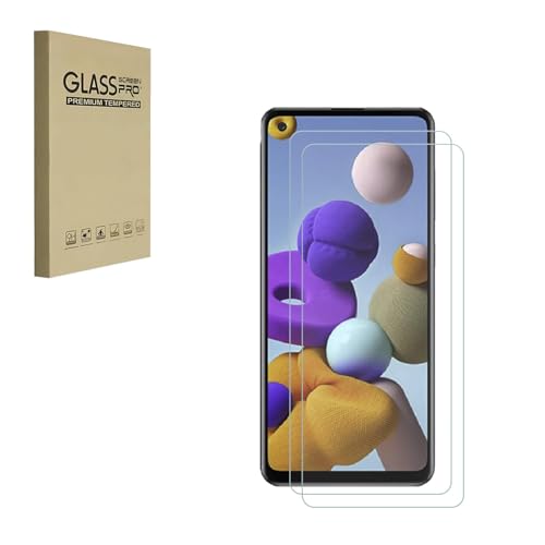 Displayschutzfolie für Samsung Galaxy A21s gehärtetes Glas, 9H Härte, berührungsempfindlich, kratzfest, blasenfrei von HYGMOCC