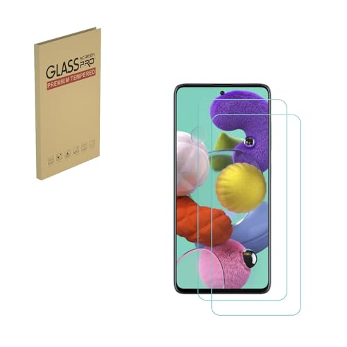Displayschutzfolie für Samsung Galaxy A51 gehärtetes Glas, 9H Härte, berührungsempfindlich, kratzfest, blasenfrei von HYGMOCC