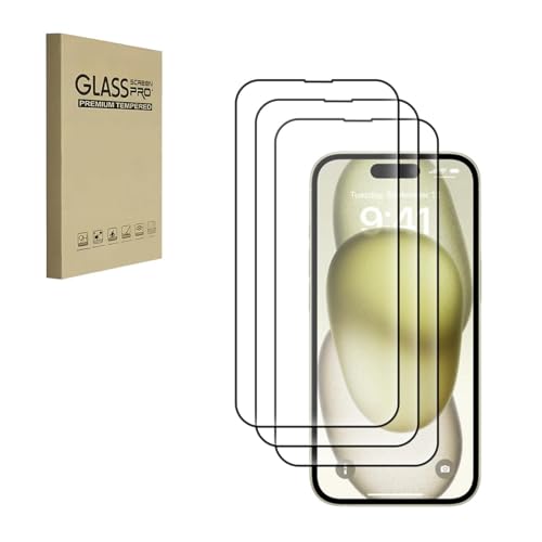HYGMOCC Displayschutzfolie aus gehärtetem Glas für iPhone 15-6,1 Zoll, kratzfest, 9H Härte blasenfrei, HD-Bildschirmschutzfolie ultra klar (iPhone 15-6,1 Zoll) von HYGMOCC