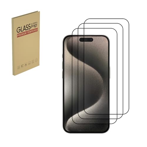 HYGMOCC 3 Stück Gehärtete Glas Displayschutzfolie für iPhone 15 Pro-6,1 Zoll, Kratzfest, 9H Härte, Blasenfrei, HD-Klar von HYGMOCC