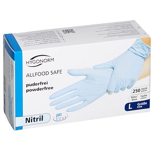 HYGONORM unisex Einmalhandschuhe ALLFOOD SAFE blau Größe L 250 St. von HYGONORM