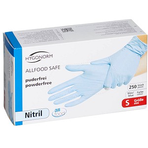 HYGONORM unisex Einmalhandschuhe ALLFOOD SAFE blau Größe S, 250 St. von HYGONORM