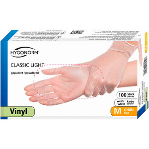 HYGONORM unisex Einmalhandschuhe CLASSIC LIGHT weiß Größe M 100 St. von HYGONORM