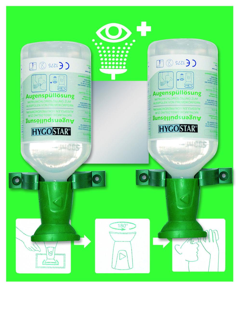 HYGOSTAR Augenspülstation 2x 500,0 ml grün von HYGOSTAR