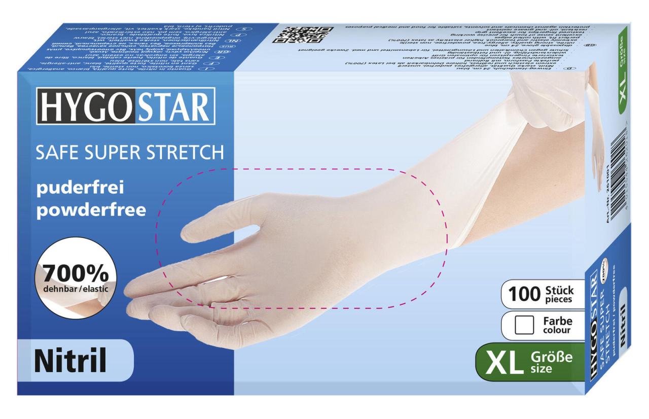 HYGOSTAR Einmalhandschuhe XL weiß SAFE SUPER STRETCH von HYGOSTAR