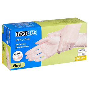 HYGOSTAR unisex Einmalhandschuhe IDEAL LONG transparent Größe M, 100 St. von HYGOSTAR
