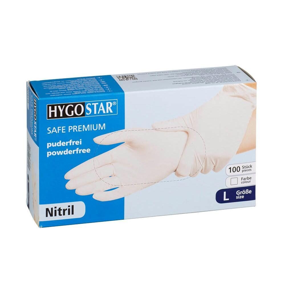 HYGOSTAR unisex Einmalhandschuhe SAFE PREMIUM weiß Größe L - 100 Stück von HYGOSTAR