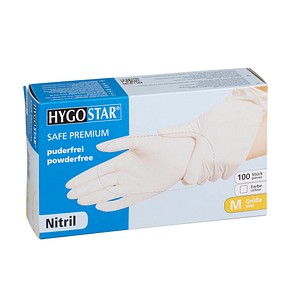 HYGOSTAR unisex Einmalhandschuhe SAFE PREMIUM weiß Größe M 100 St. von HYGOSTAR