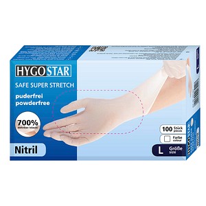 HYGOSTAR unisex Einmalhandschuhe SAFE SUPER STRETCH weiß Größe L 100 St. von HYGOSTAR