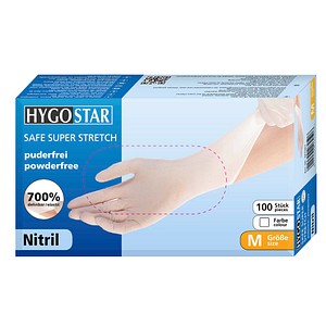 HYGOSTAR unisex Einmalhandschuhe SAFE SUPER STRETCH weiß Größe M 100 St. von HYGOSTAR